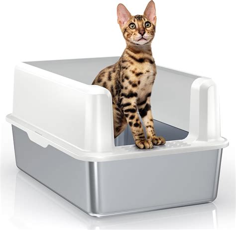 Petterm Stainless Steel Litter Box XXL Cat Litter Box 